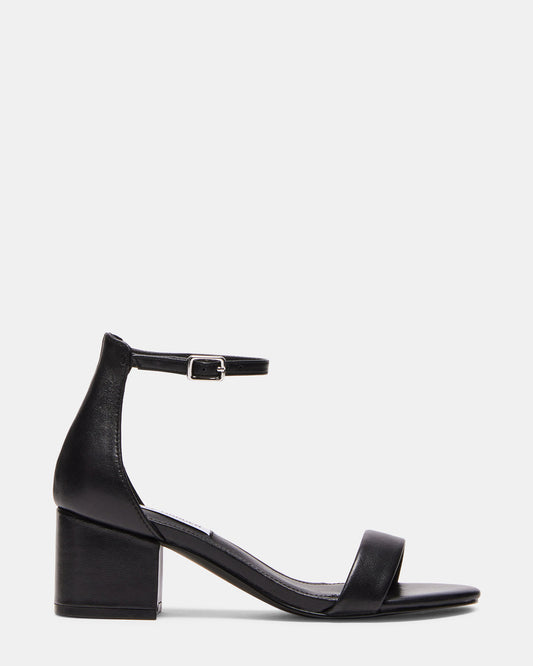 Steve Madden IRENEE Black Leather Women's 2 Inch Block Heel