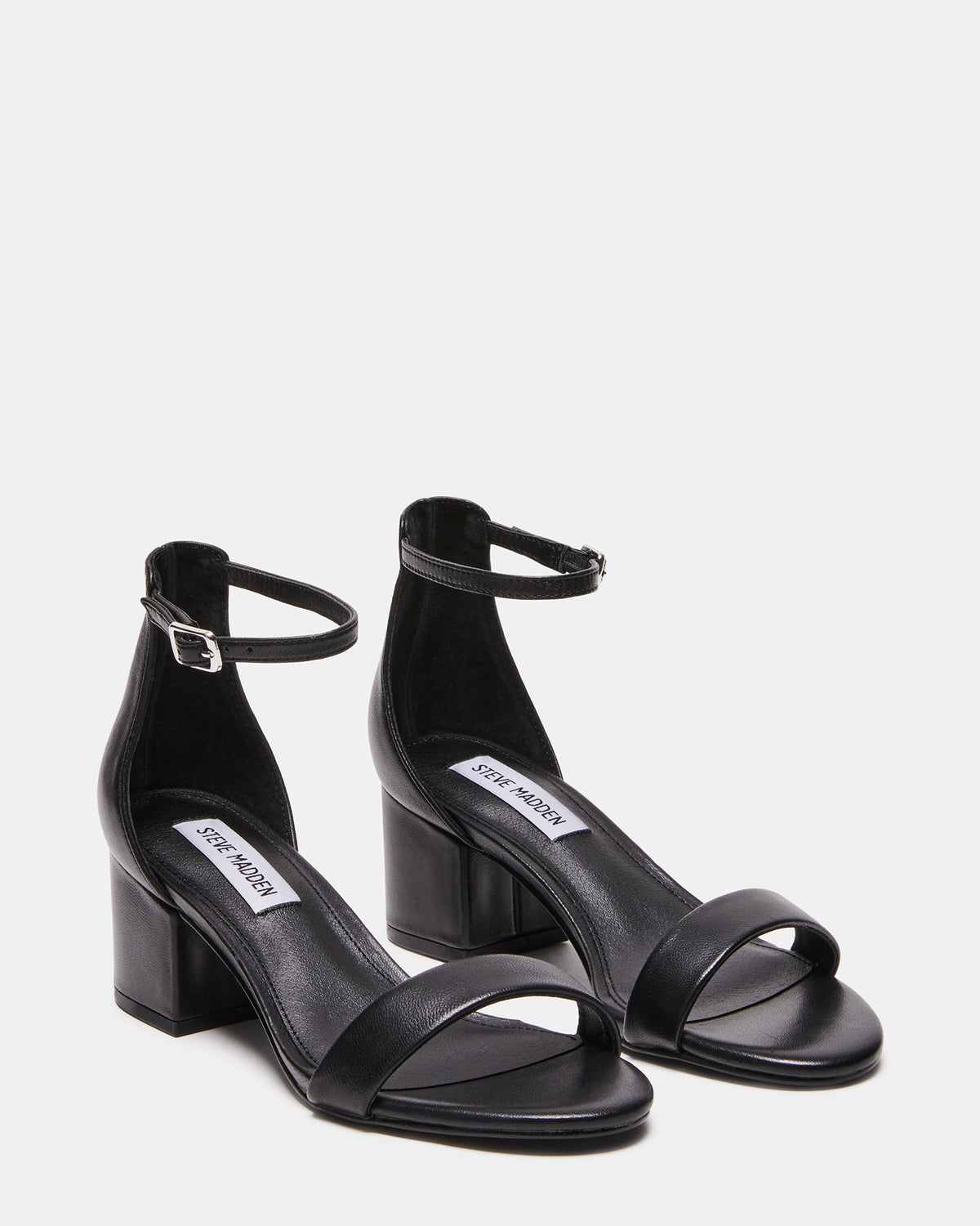 Steve Madden IRENEE Black Leather Women's 2 Inch Block Heel