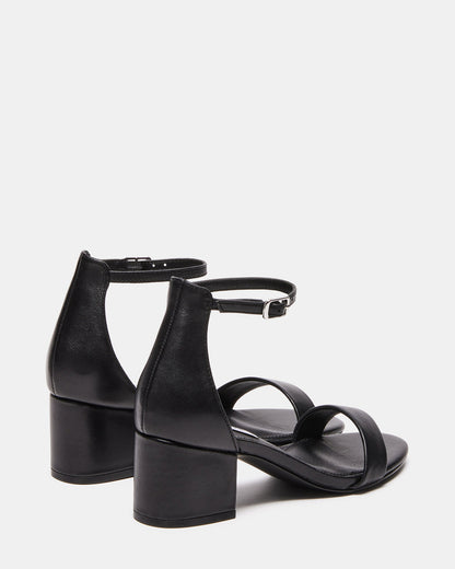 Steve Madden IRENEE Black Leather Women's 2 Inch Block Heel