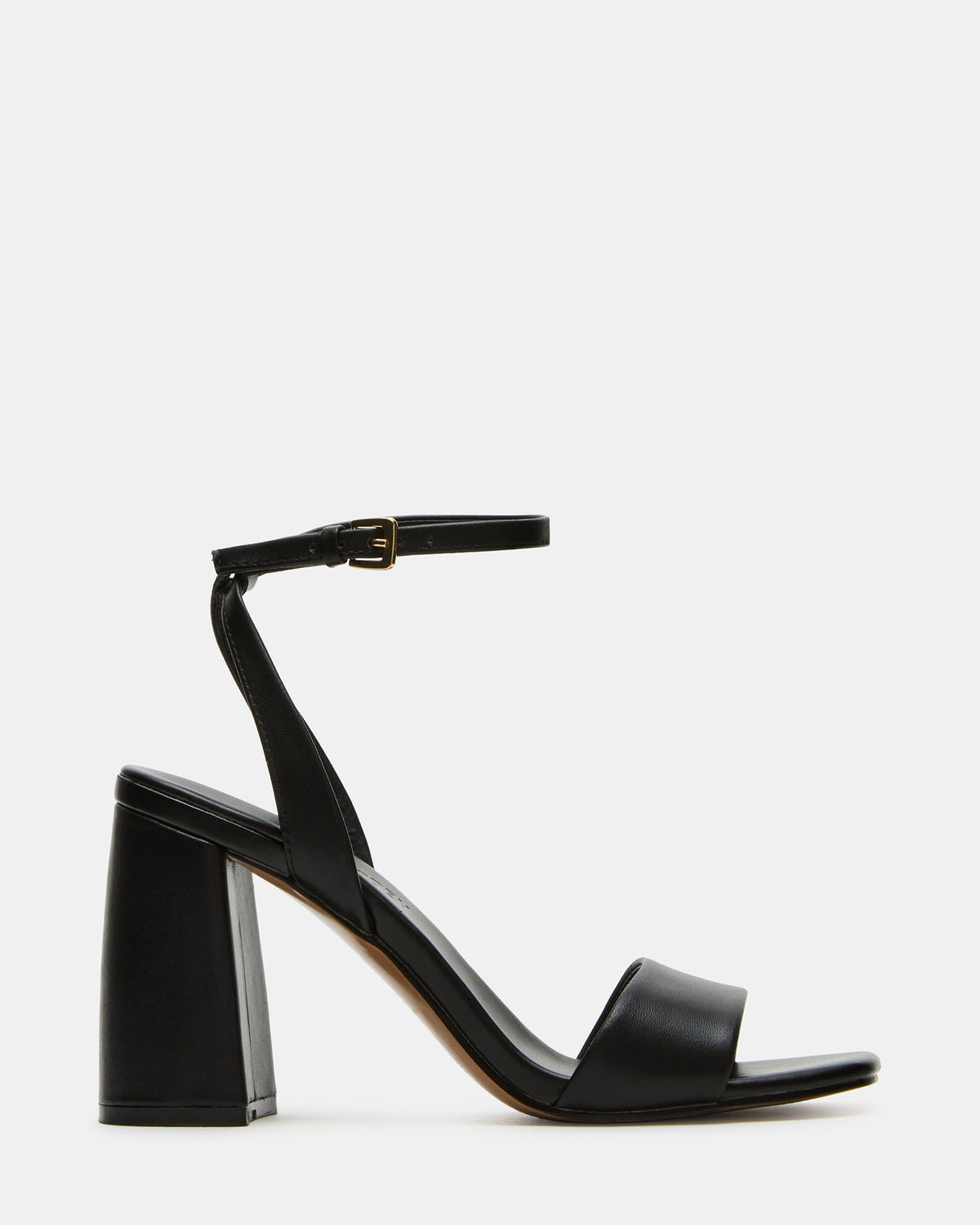 Steve Madden MESSA Black Leather Women's Square-Toe Block Heel