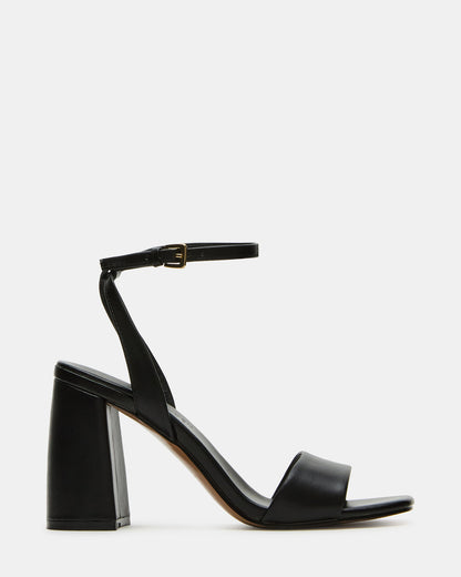 Steve Madden MESSA Black Leather Women's Square-Toe Block Heel