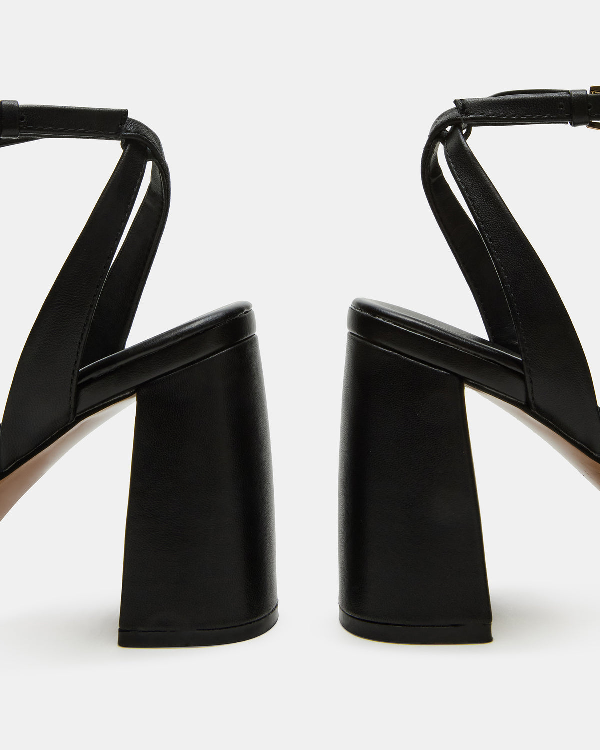 Steve Madden MESSA Black Leather Women's Square-Toe Block Heel