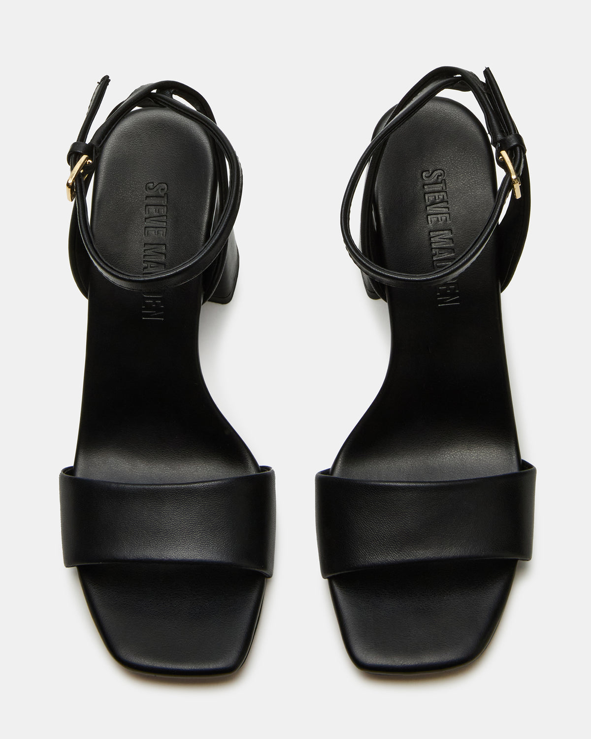 Steve Madden MESSA Black Leather Women's Square-Toe Block Heel