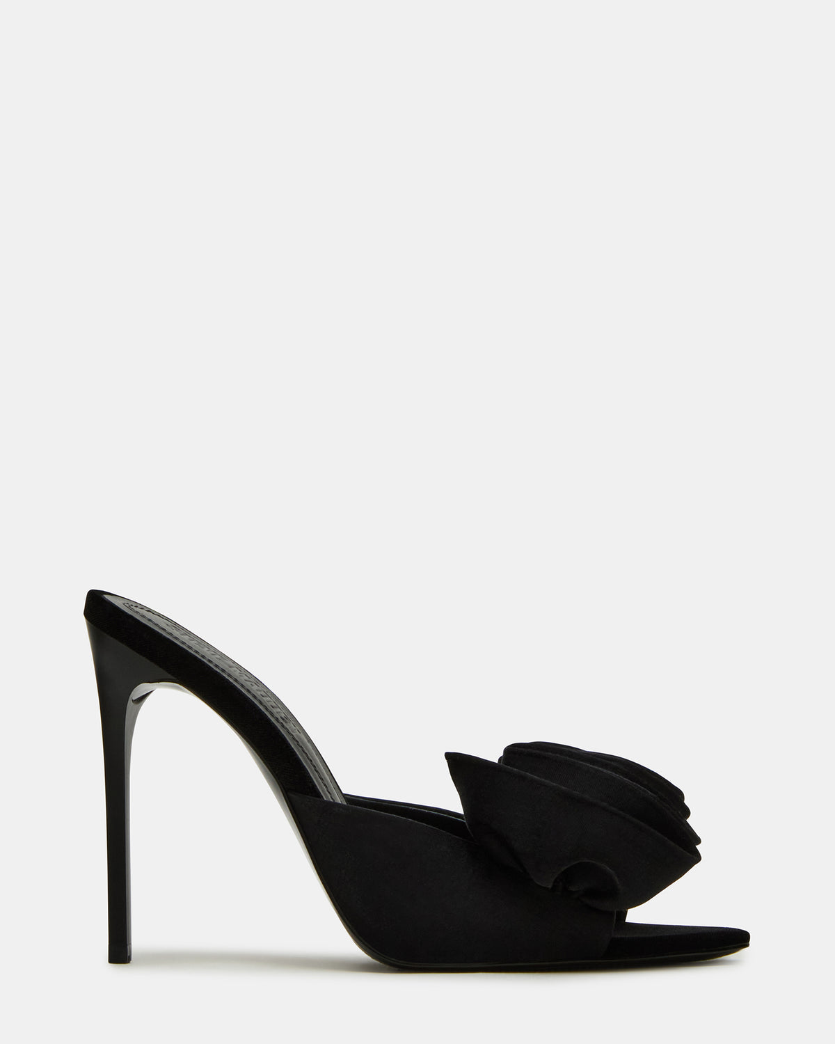 Steve Madden AFFINITY Black Satin Pointed-Toe Stiletto Mule Women's Heel