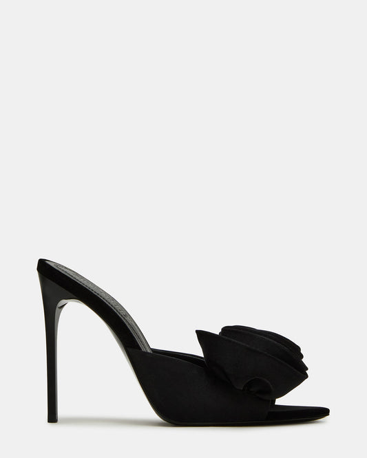 Steve Madden AFFINITY Black Satin Pointed-Toe Stiletto Mule Women's Heel