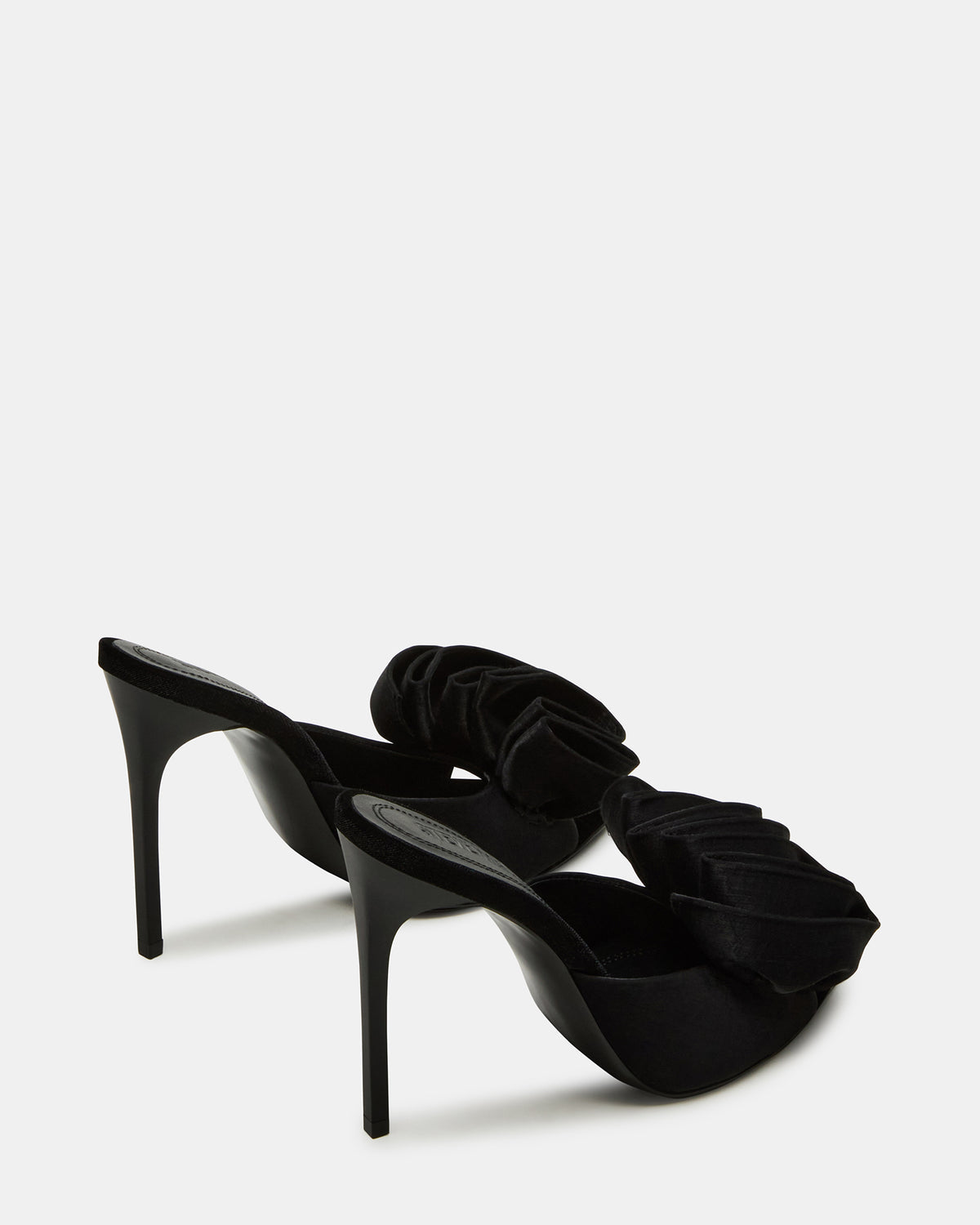 Steve Madden AFFINITY Black Satin Pointed-Toe Stiletto Mule Women's Heel