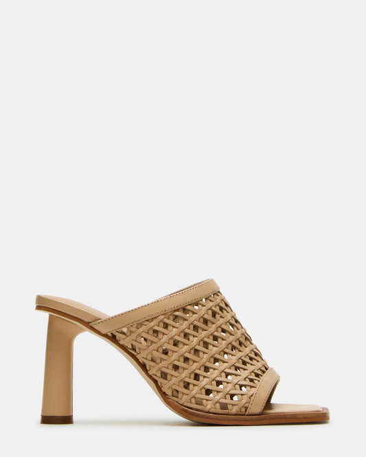 Steve Madden FRESCA Natural Woven Square-Toe Mule Women's Heel