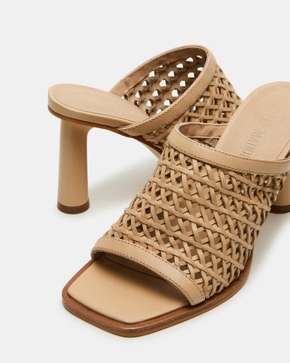 Steve Madden FRESCA Natural Woven Square-Toe Mule Women's Heel