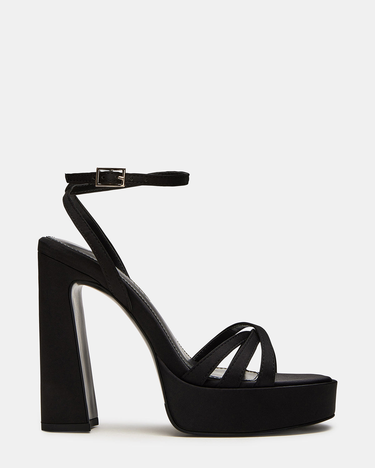 Steve Madden FLEET Black Strappy Platform Block Heel | Women's Heels