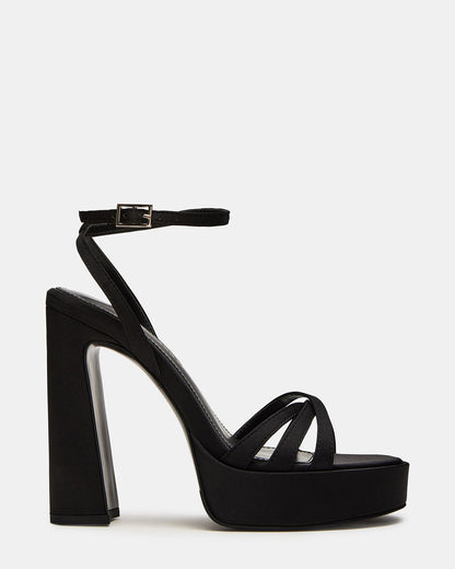 Steve Madden FLEET Black Strappy Platform Block Heel | Women's Heels