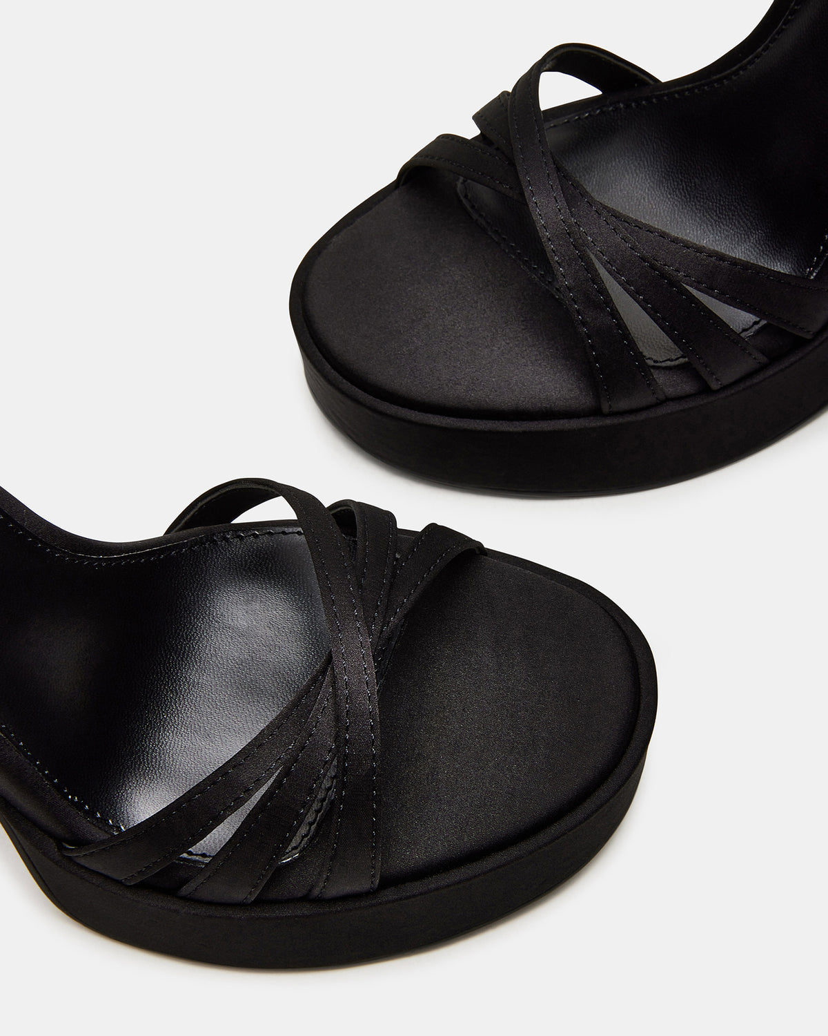 Steve Madden FLEET Black Strappy Platform Block Heel | Women's Heels