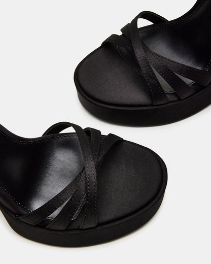 Steve Madden FLEET Black Strappy Platform Block Heel | Women's Heels