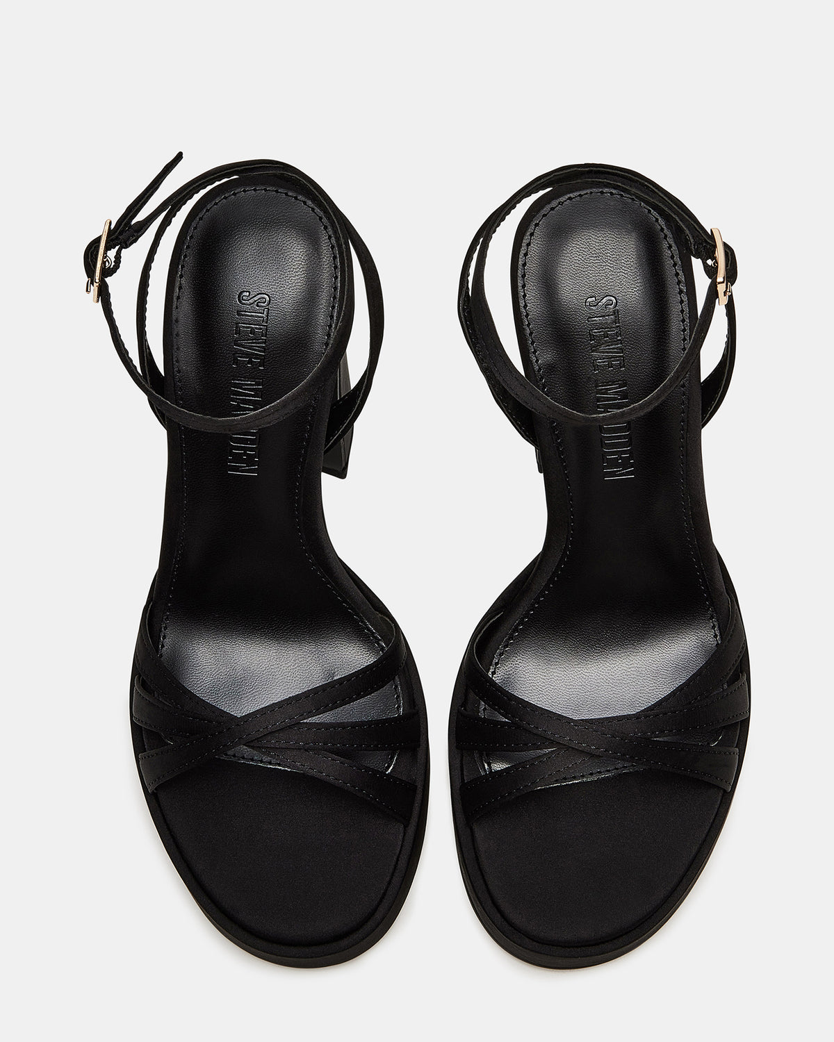Steve Madden FLEET Black Strappy Platform Block Heel | Women's Heels