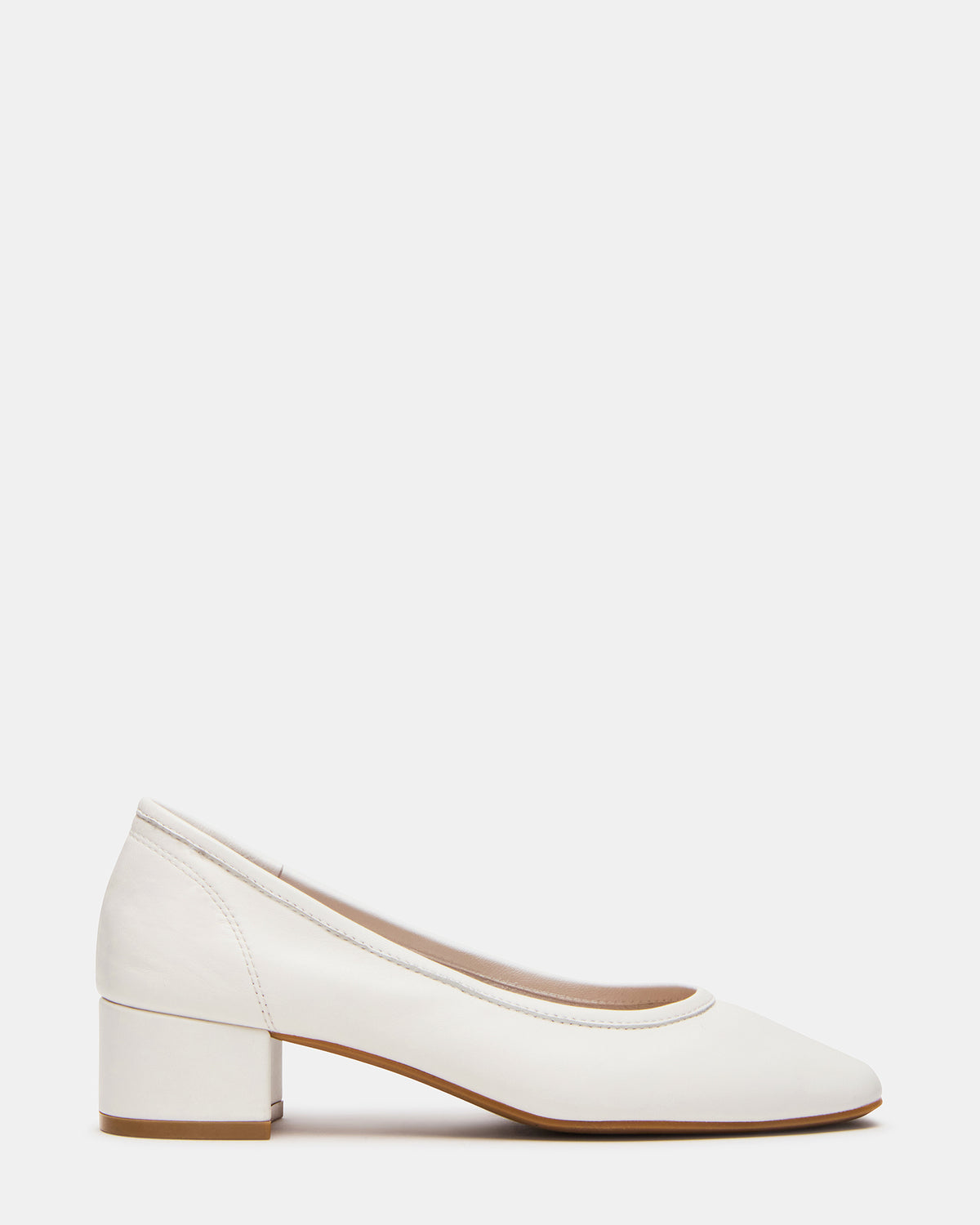 Steve Madden MOLLIE White Leather Ballet Women's Block Heels