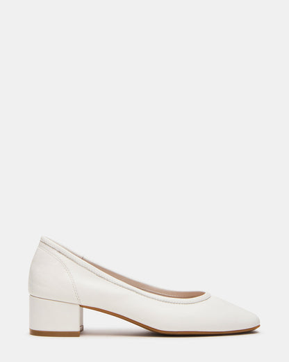 Steve Madden MOLLIE White Leather Ballet Women's Block Heels