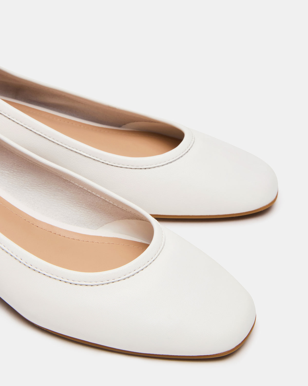 Steve Madden MOLLIE White Leather Ballet Women's Block Heels
