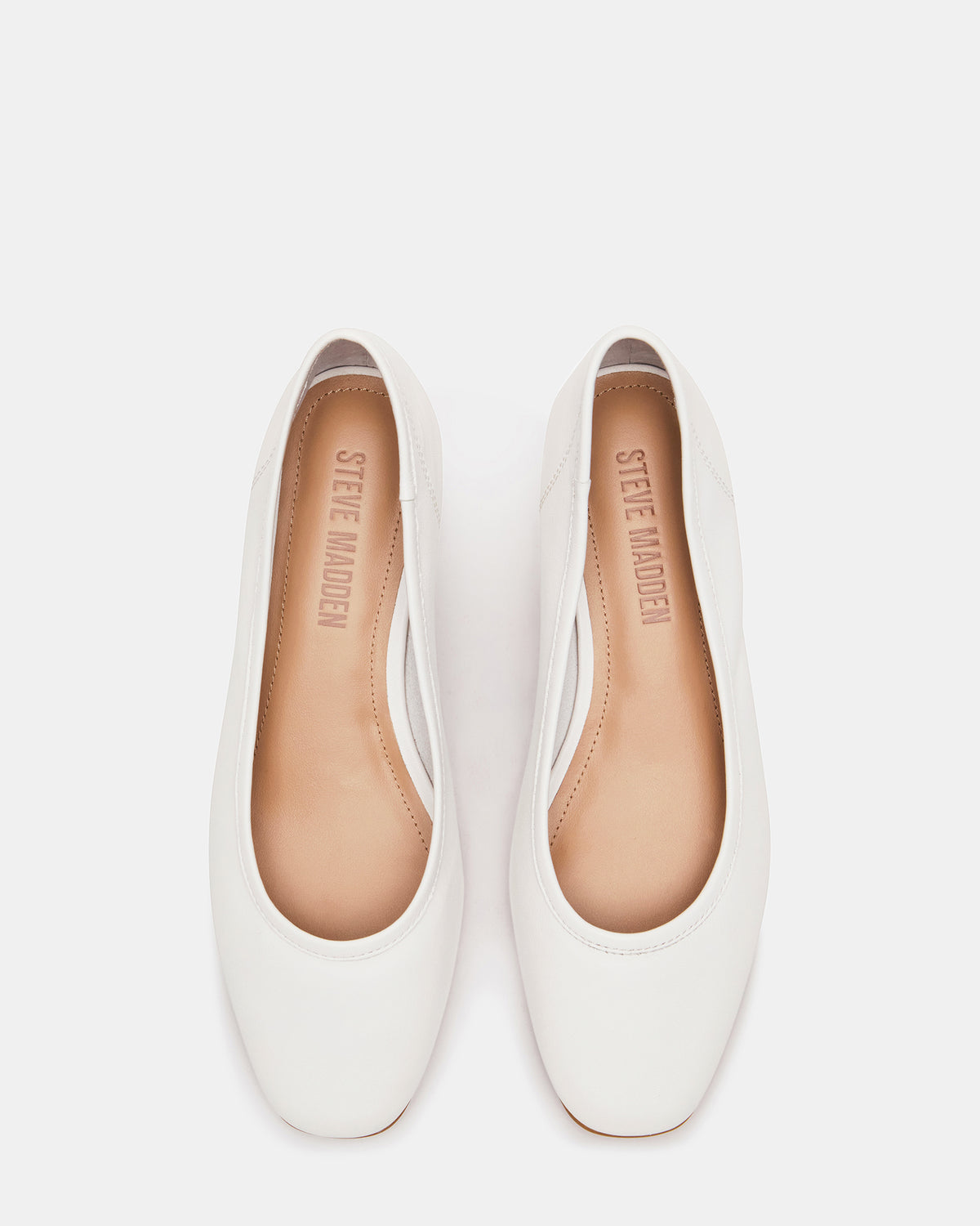 Steve Madden MOLLIE White Leather Ballet Women's Block Heels
