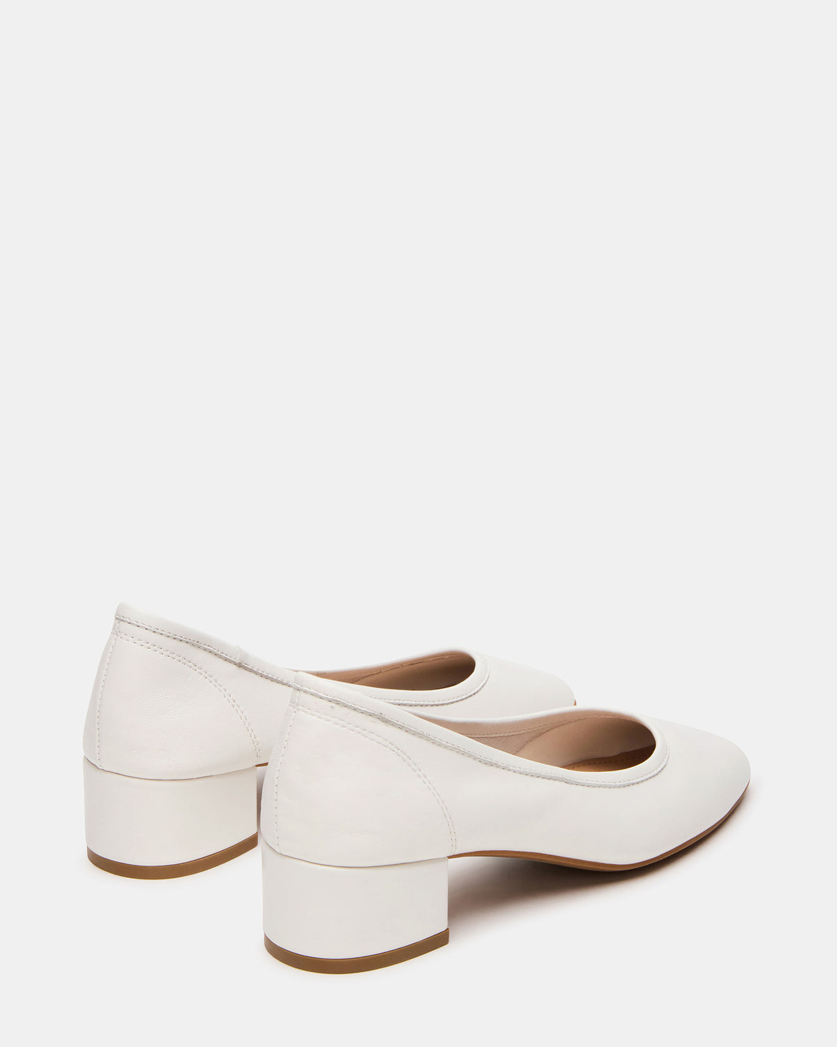 Steve Madden MOLLIE White Leather Ballet Women's Block Heels