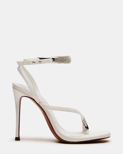 Steve Madden TIA Rhinestones White Satin Open-Toe Stiletto Women's Heel
