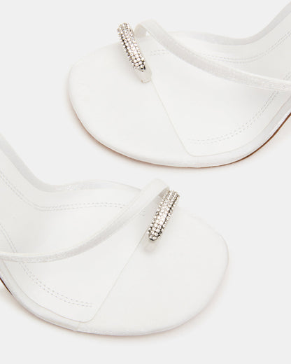 Steve Madden TIA Rhinestones White Satin Open-Toe Stiletto Women's Heel