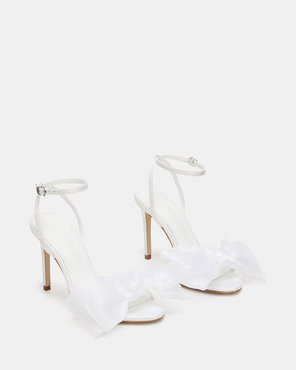 Steve Madden RADIANCE White Strappy Stiletto Bow Women's Heels