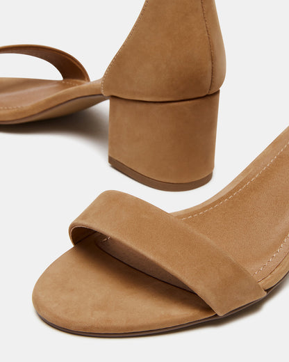 Steve Madden IRENNEW Tan Nubuck Women's Wide Width Heeled Sandal