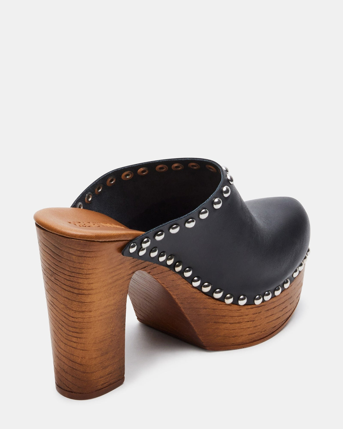 Steve Madden DUTCHESS Black Leather Women's Studded Platform Mule Clog Heel