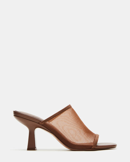 Steve Madden GLEAM Brown Women's Square-Toe Mule Heel