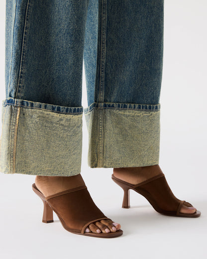 Steve Madden GLEAM Brown Women's Square-Toe Mule Heel