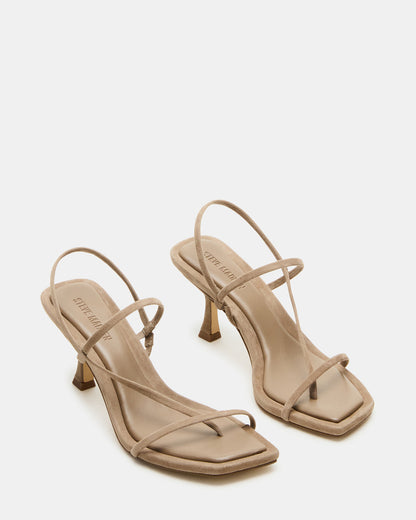 Steve Madden LOCKE Taupe Women's Dainty Strappy Square Toe Heel