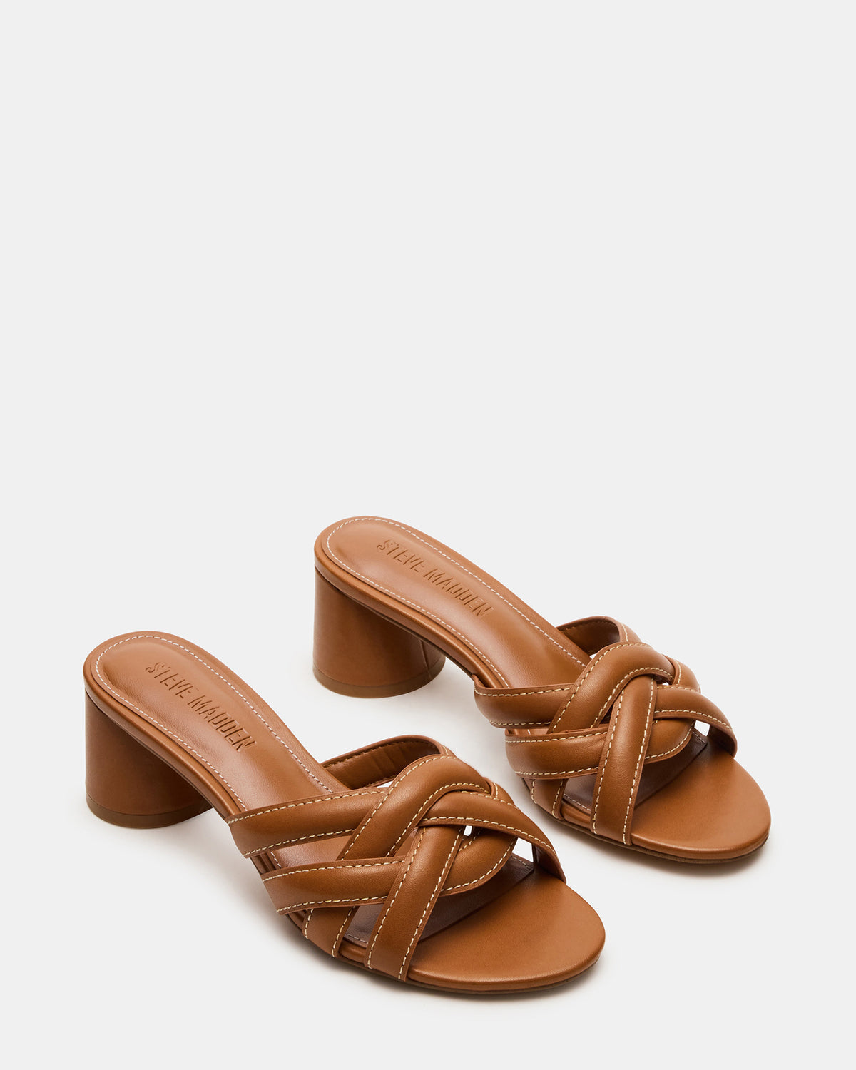 Steve Madden MARANO Tan Leather Women's Mule Block Heel