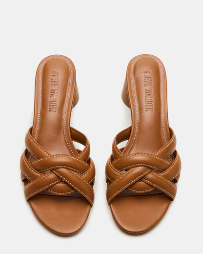 Steve Madden MARANO Tan Leather Women's Mule Block Heel