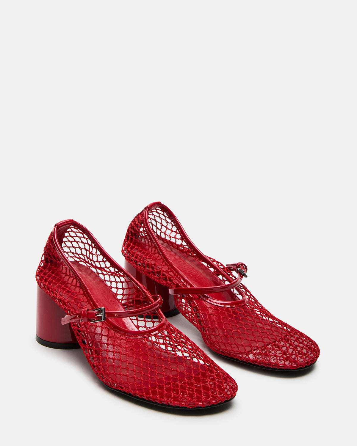 Steve Madden RAYNOR Red Women's Mary Jane Mesh Block Heel