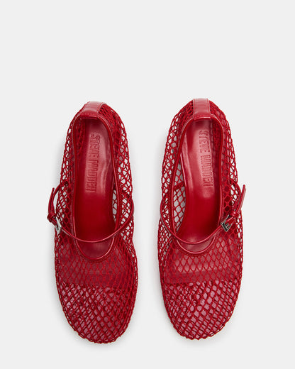 Steve Madden RAYNOR Red Women's Mary Jane Mesh Block Heel