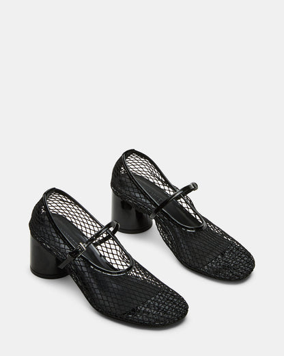 Steve Madden RAYNOR Black Women's Mary Jane Mesh Block Heel