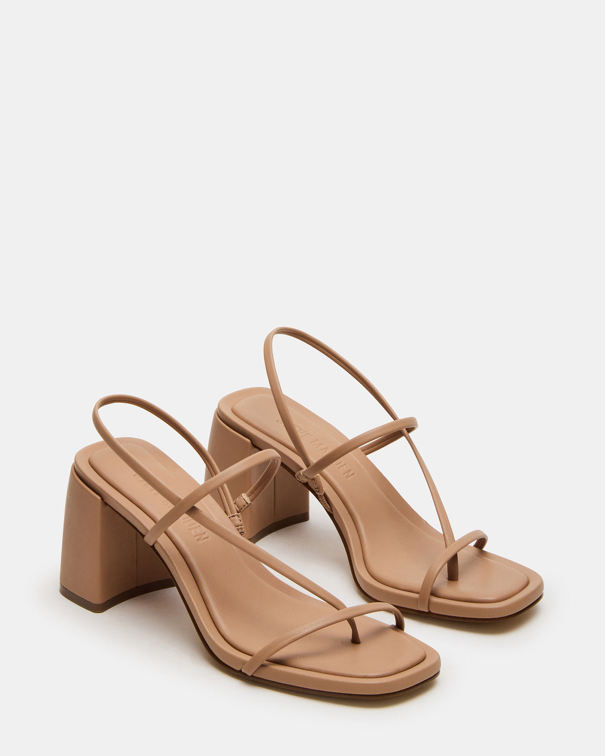 Steve Madden DIORA Natural Women's Strappy Square-Toe Heel