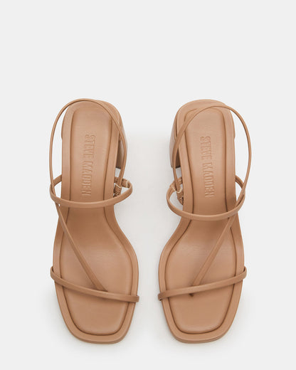 Steve Madden DIORA Natural Women's Strappy Square-Toe Heel