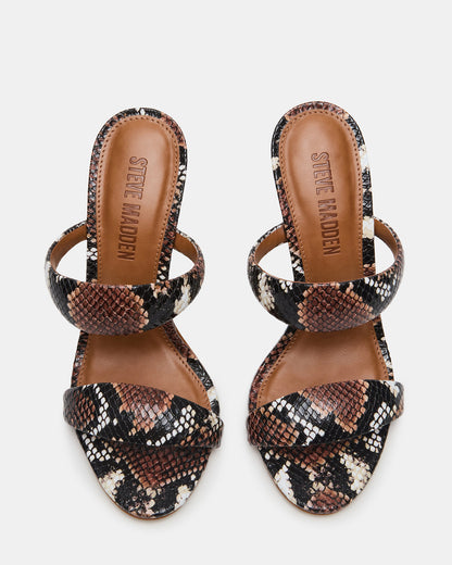 Steve Madden SATURN Brown Snake Stiletto Mule Women's Heel