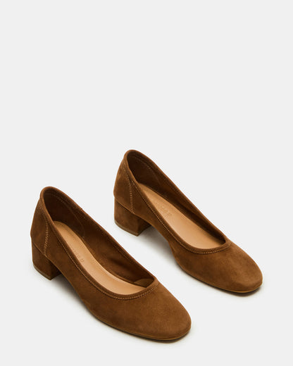 Steve Madden MOLLIE Chestnut Suede Ballet Women's Block Heels