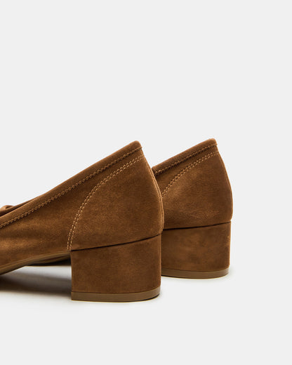 Steve Madden MOLLIE Chestnut Suede Ballet Women's Block Heels
