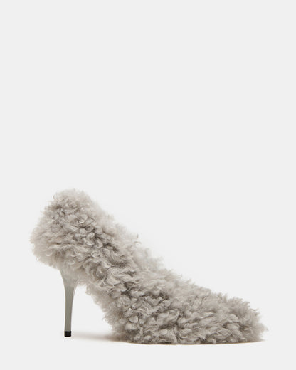 Steve Madden ACHILLES Light Blue Pointed-Toe Faux Fur Stiletto Women's Heel