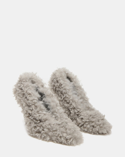 Steve Madden ACHILLES Light Blue Pointed-Toe Faux Fur Stiletto Women's Heel