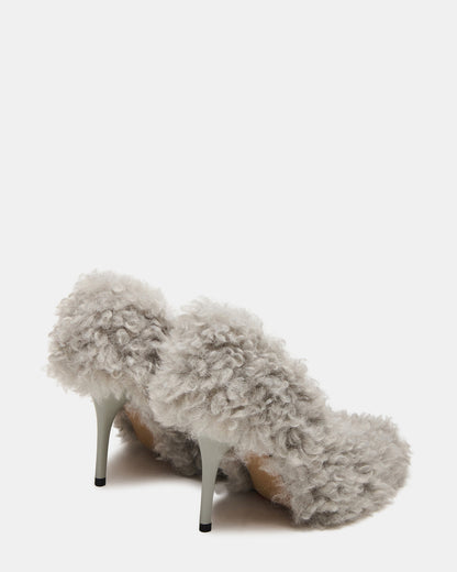 Steve Madden ACHILLES Light Blue Pointed-Toe Faux Fur Stiletto Women's Heel
