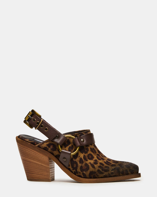 Steve Madden TALIKA Leopard Suede Pointed-Toe Buckle Slingback Women's Heel