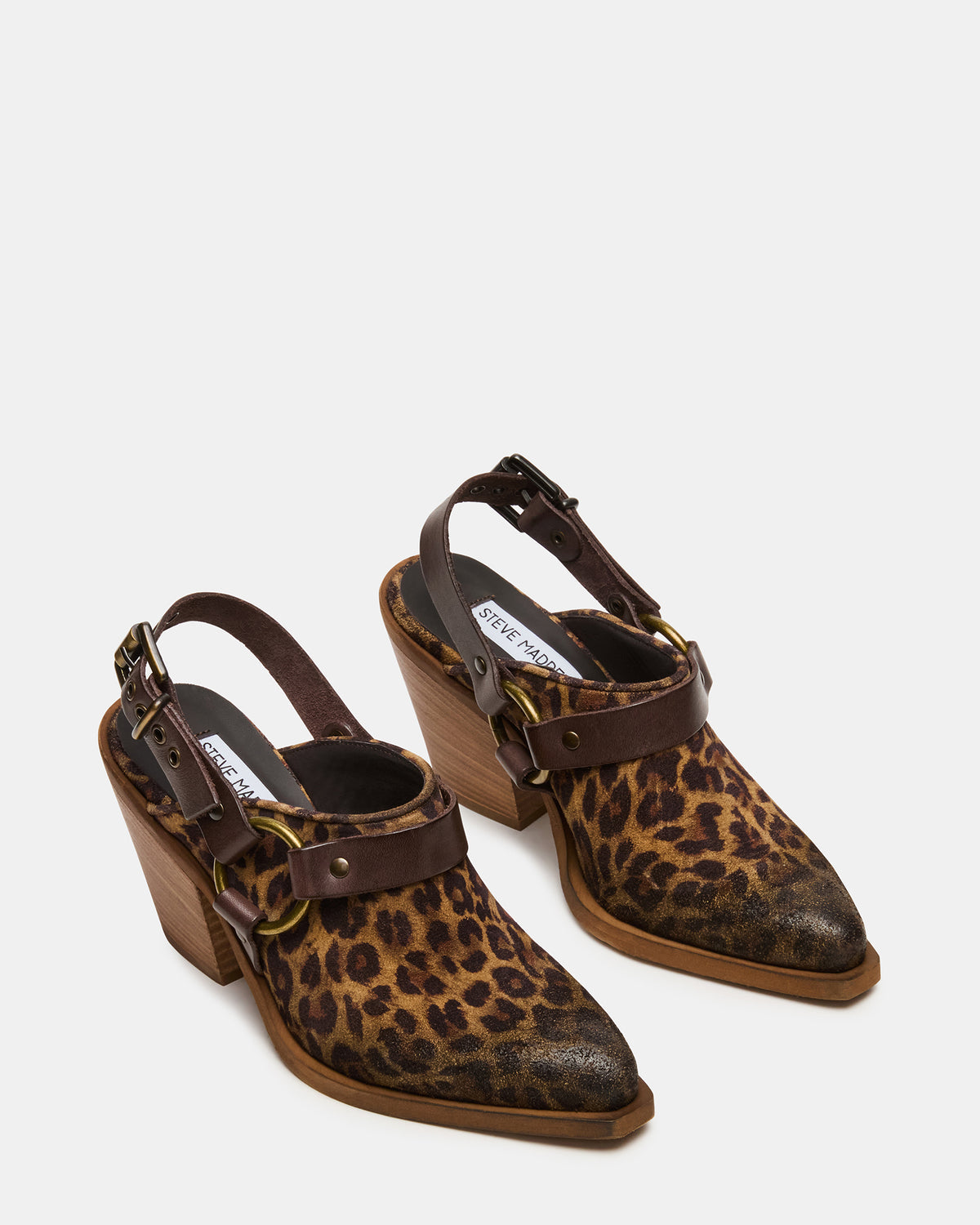 Steve Madden TALIKA Leopard Suede Pointed-Toe Buckle Slingback Women's Heel