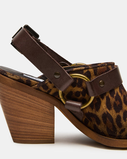 Steve Madden TALIKA Leopard Suede Pointed-Toe Buckle Slingback Women's Heel