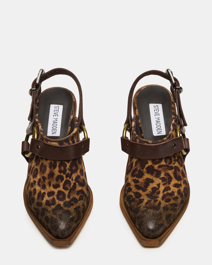 Steve Madden TALIKA Leopard Suede Pointed-Toe Buckle Slingback Women's Heel
