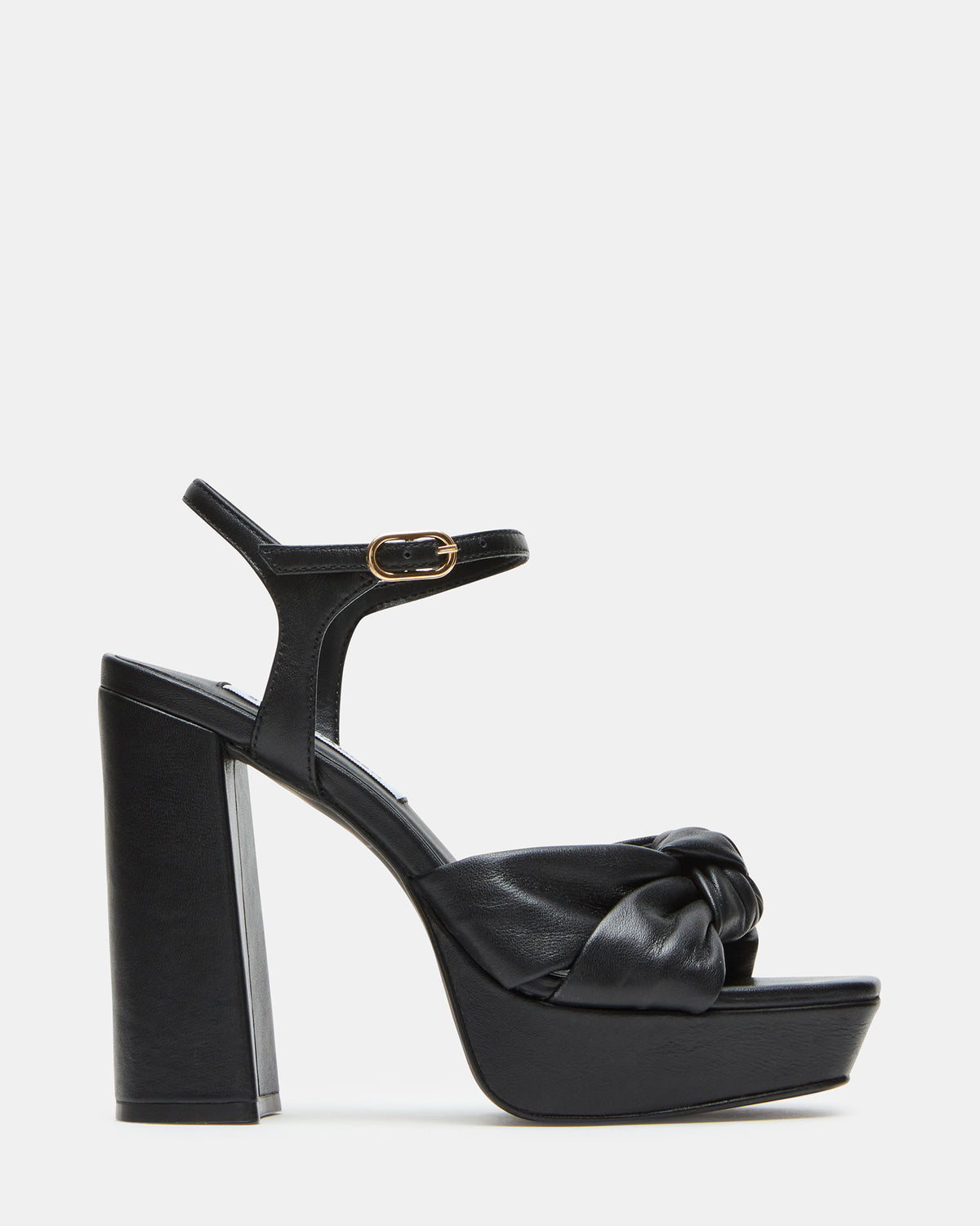 Steve Madden JOYRIDE Black Leather Platform Block Heel | Women's Heels