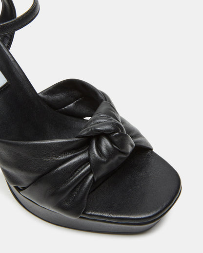 Steve Madden JOYRIDE Black Leather Platform Block Heel | Women's Heels
