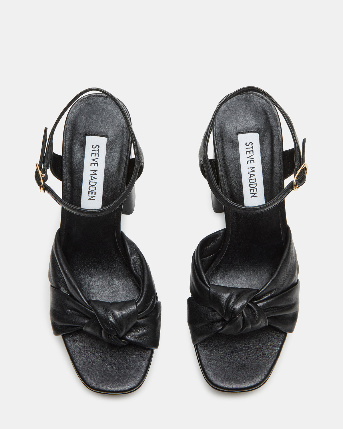 Steve Madden JOYRIDE Black Leather Platform Block Heel | Women's Heels
